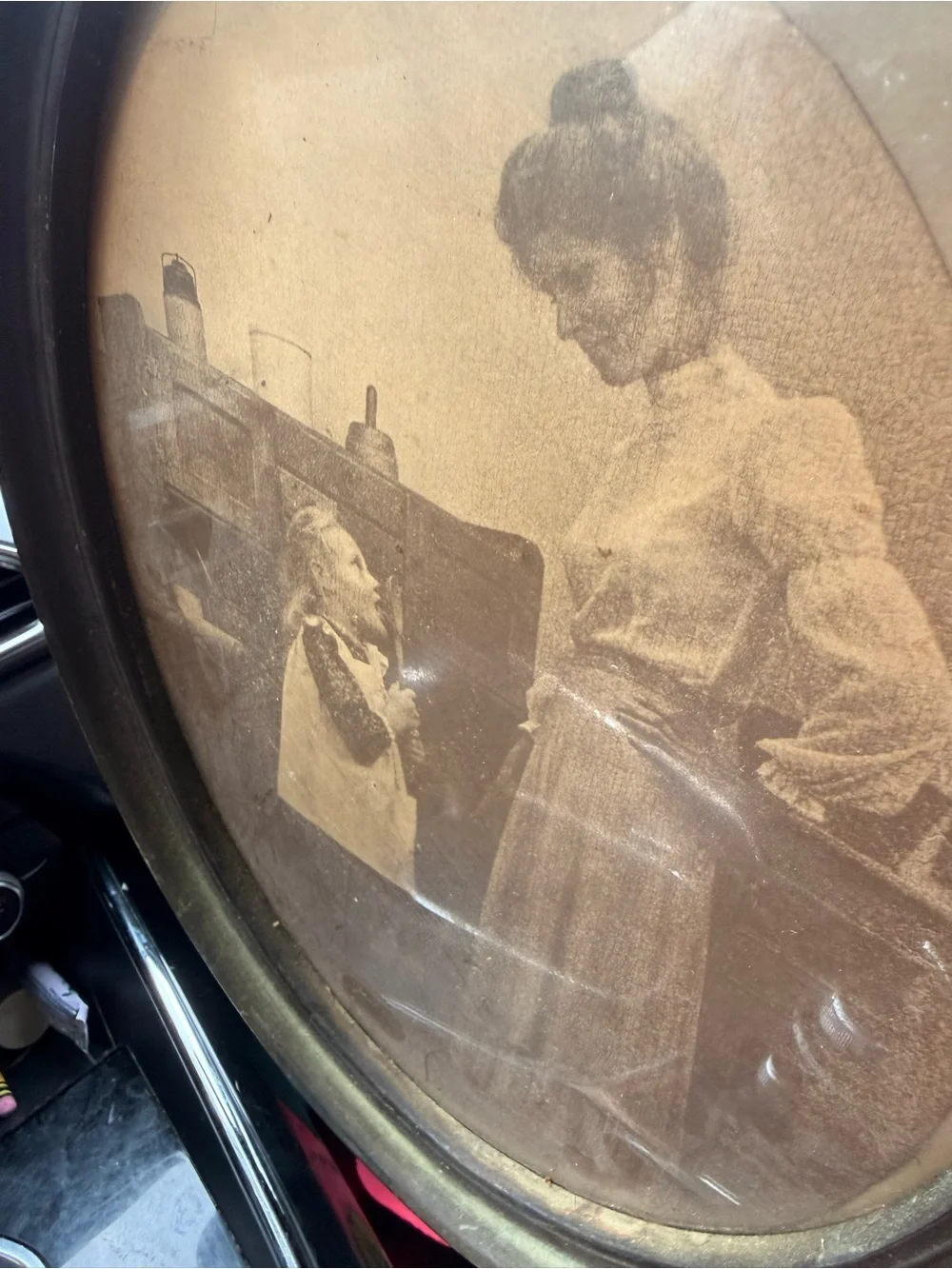 Vintage Oval Sepia Family Wall Art - Brown Frame R Hendrickson